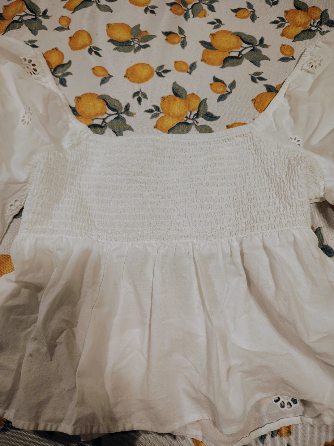 American Eagle White Eyelet Peplum Blouse - XS - photo 3
