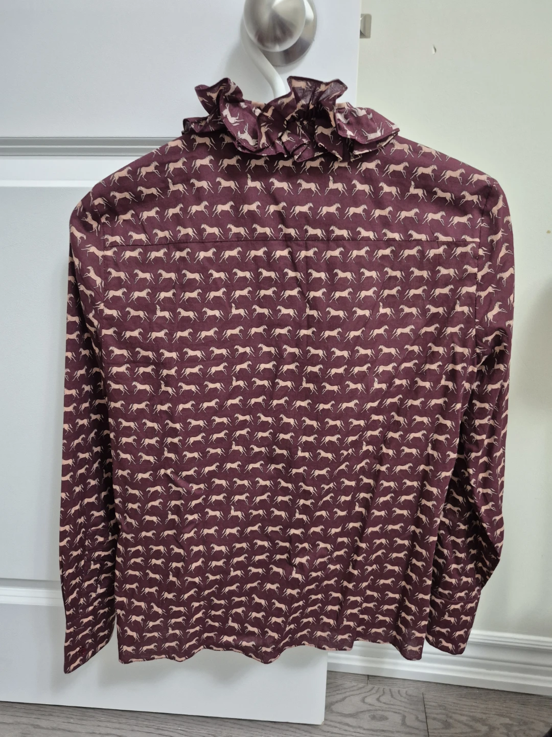 Women's Horse Print Ruffled Long Sleeve Blouse - photo 2