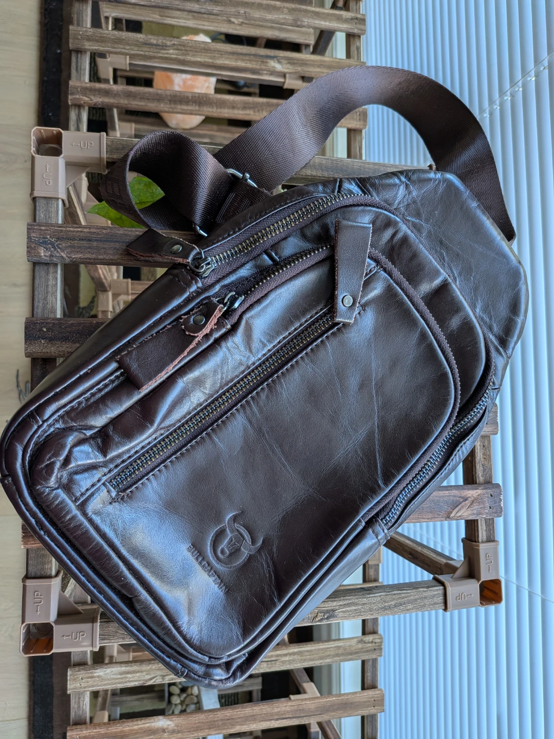Bullcaptain Brown Leather Crossbody Bag