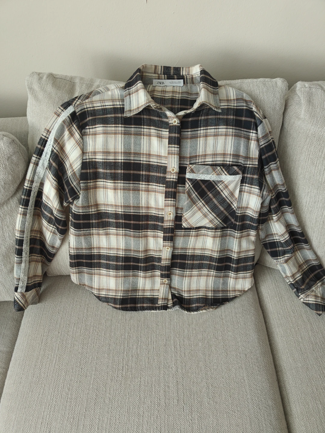 ZARA Plaid Button-Up Shirt - Size 13-14