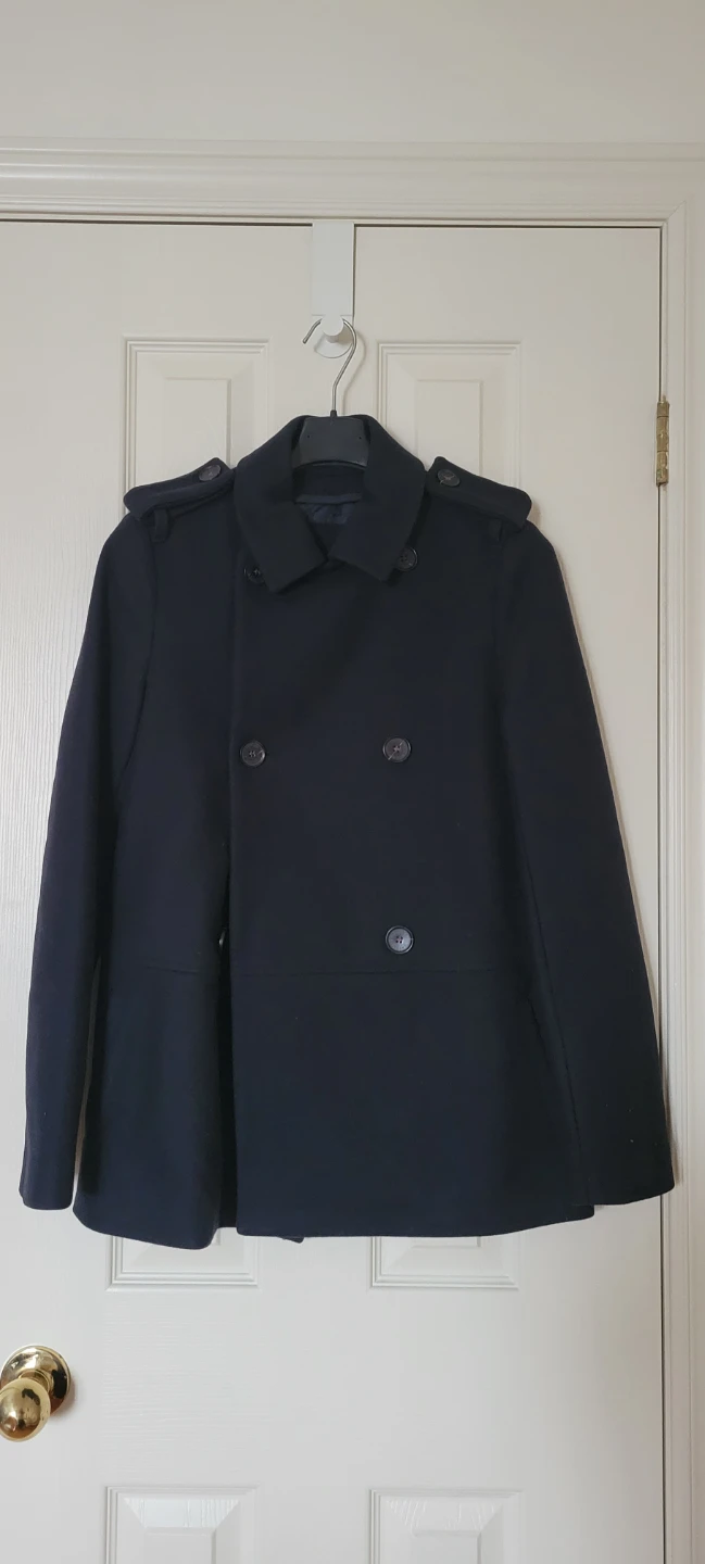 Lacoste Navy Double-Breasted Peacoat Size 32