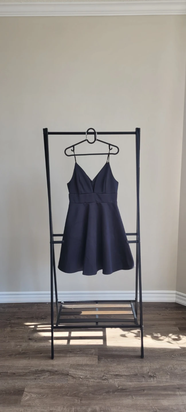 Navy Blue V-Neck Mini Dress - photo 2