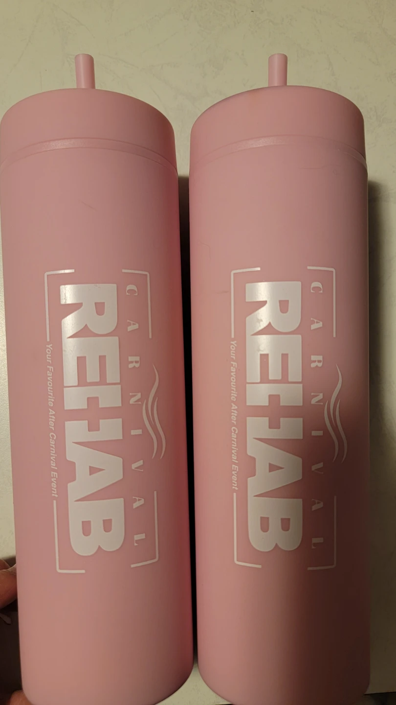 Pink Carnival Rehab Tumblers with Straws (Set of 2)