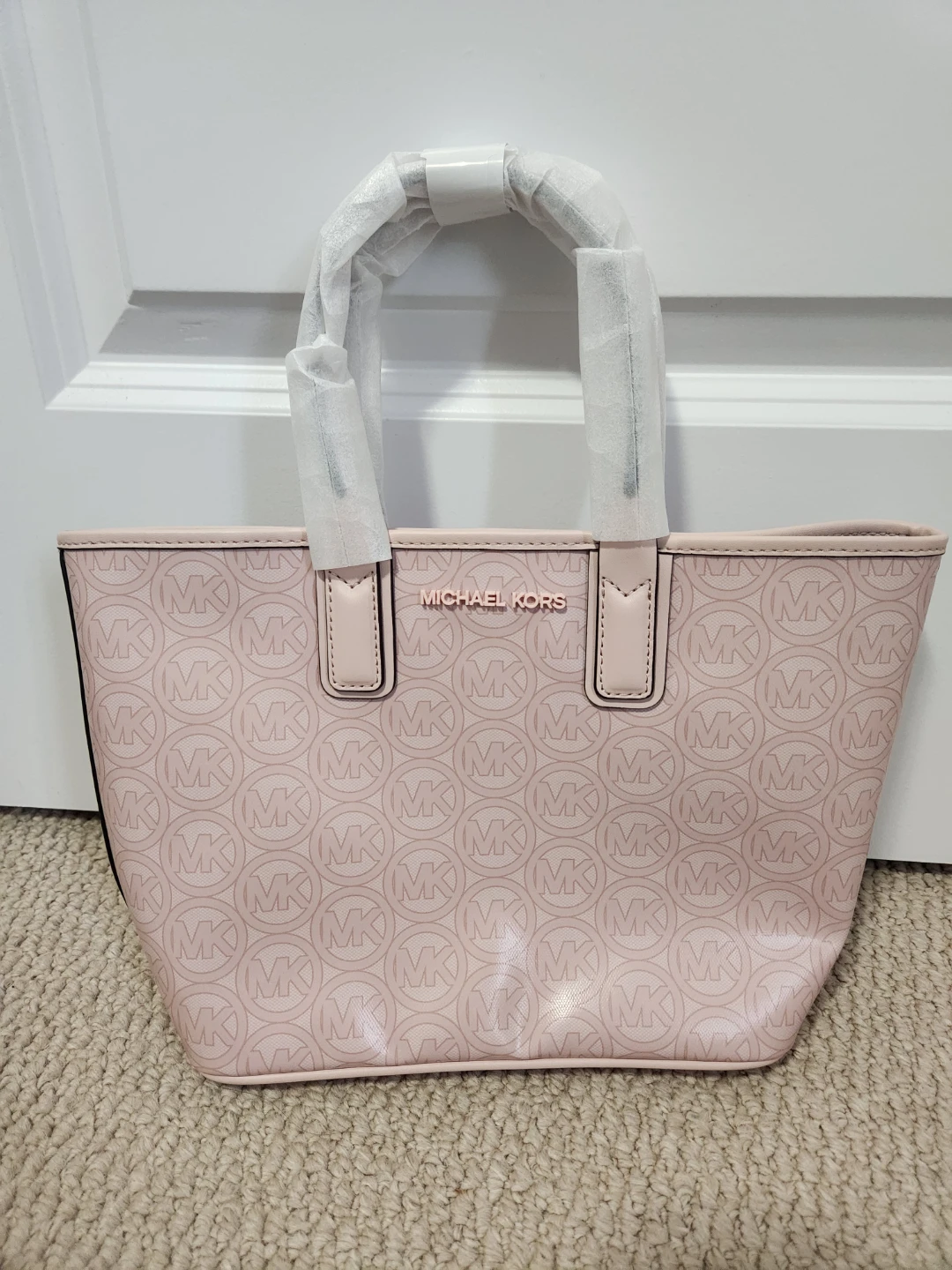 Michael Kors Jodie Pink MK Logo Jodie Tote Bag