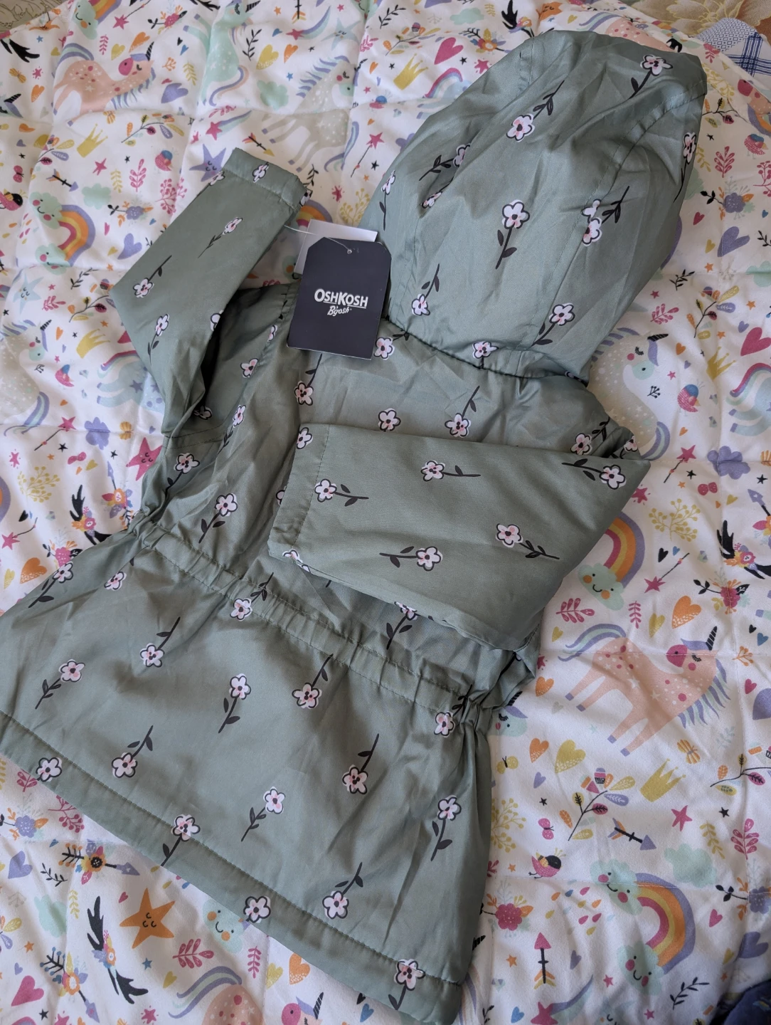 BRAND NEW OshKosh B'gosh Girls' Floral Parka Jacket Size 12M - photo 2