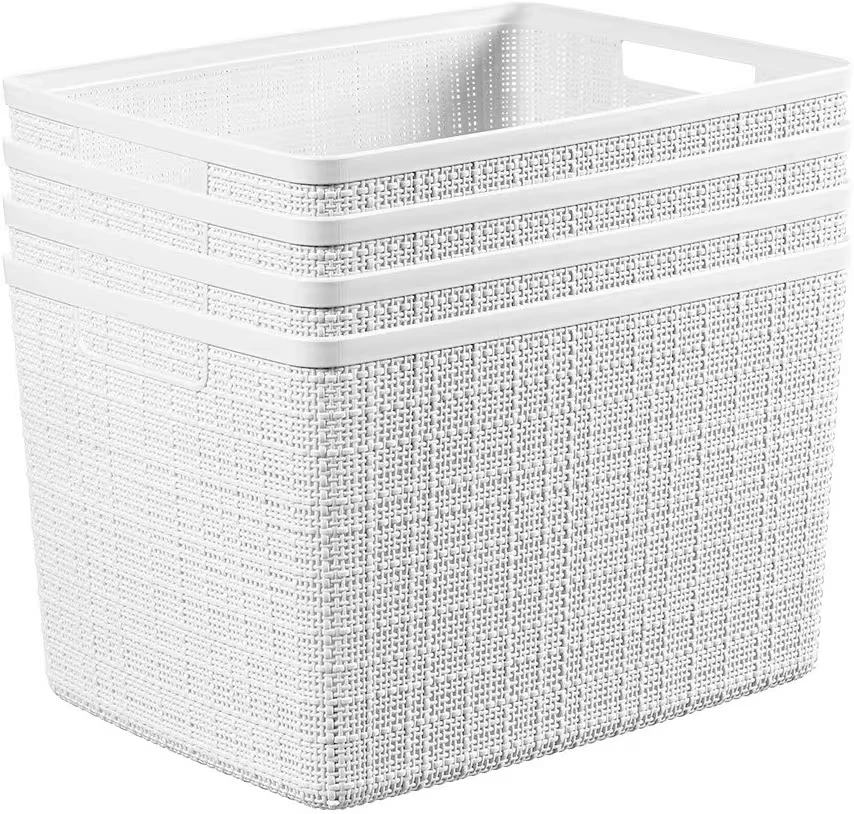 White Woven Storage Baskets (Set of 4)