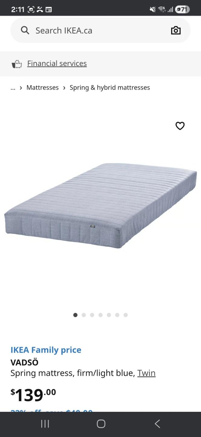 IKEA SLATTUM Upholstered Twin Bed Frame and mattress