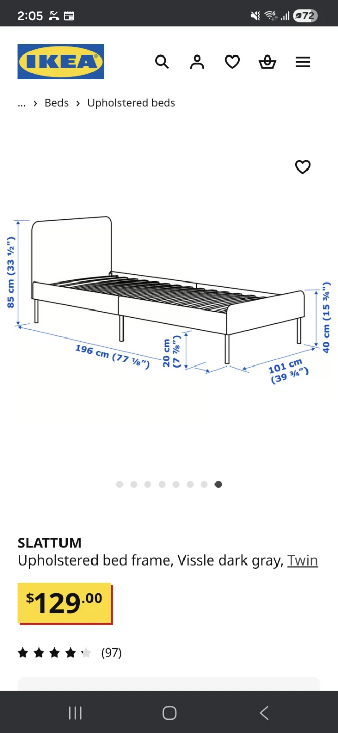 IKEA SLATTUM Upholstered Twin Bed Frame and mattress - photo 4