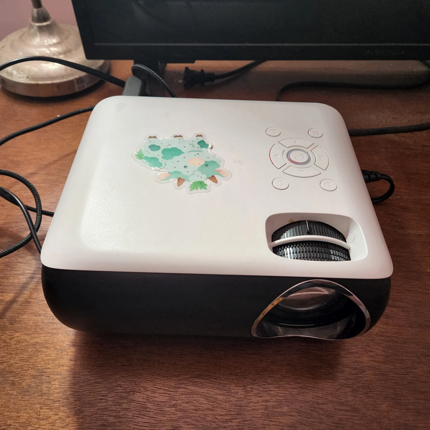 White Mini Projector with Decorative Sticker