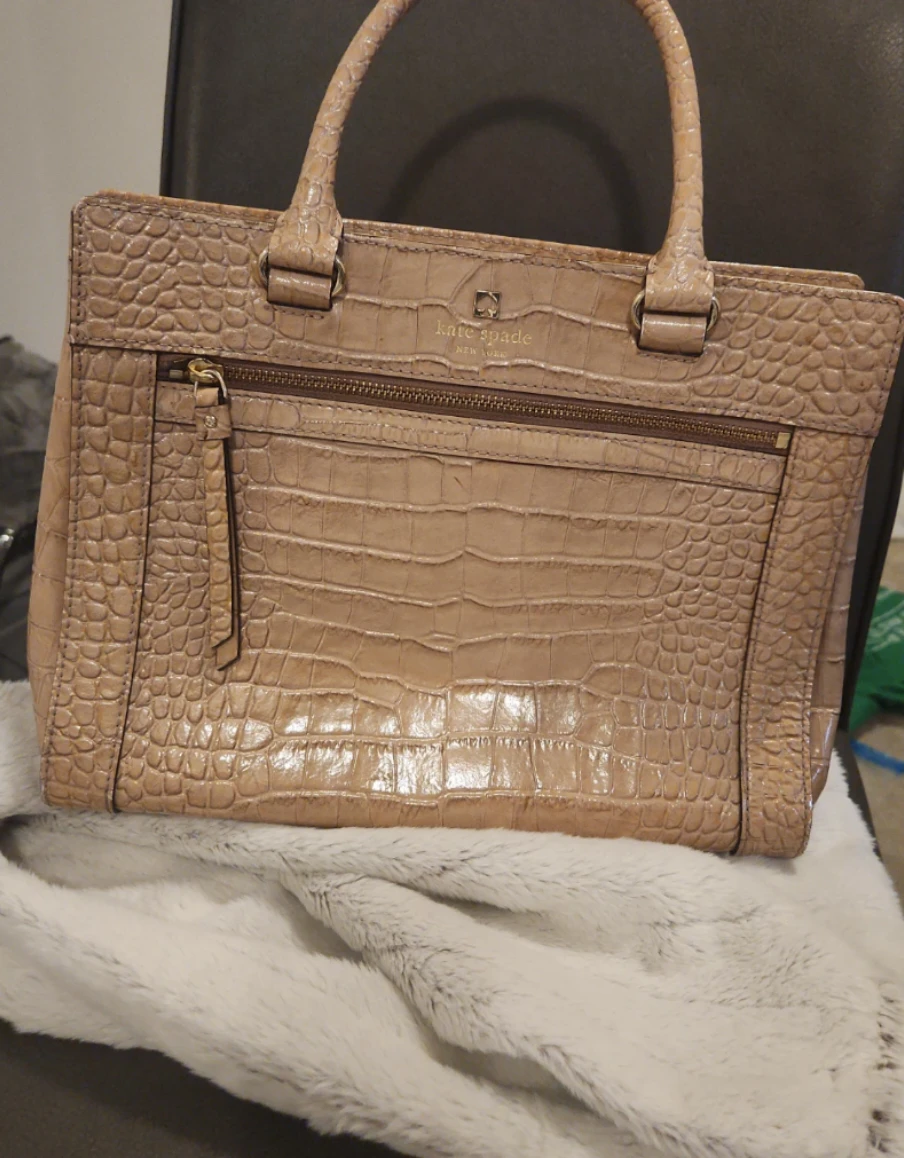 Kate Spade Croc Embossed Leather Satchel Bag