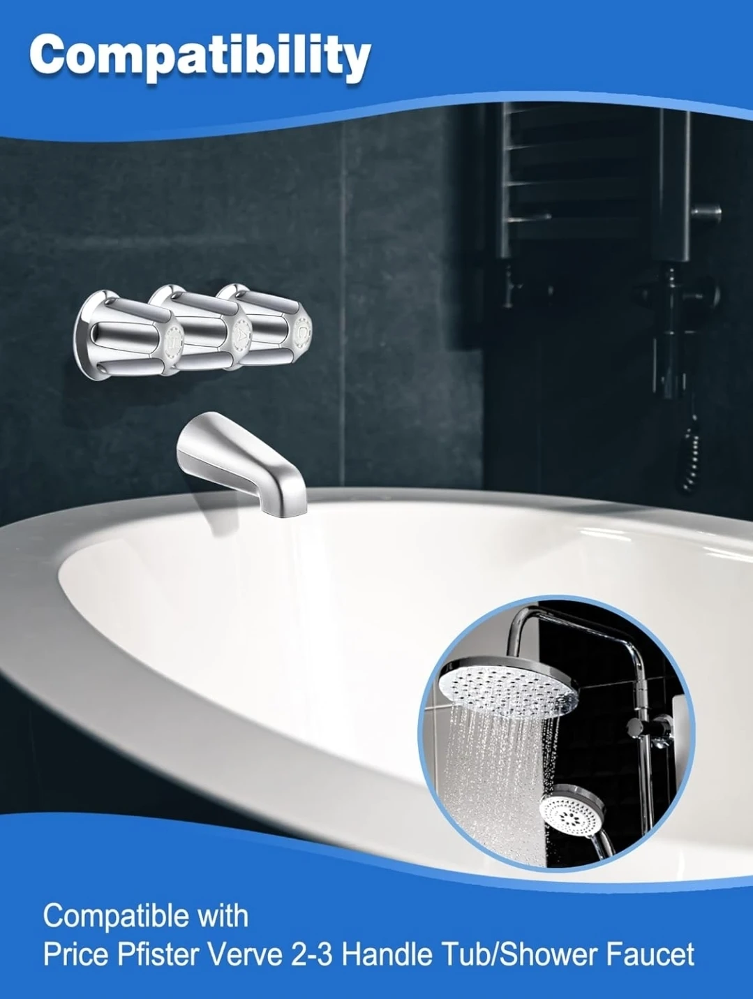 3 Piece Metal Shower Knob Replacement Kit - photo 5