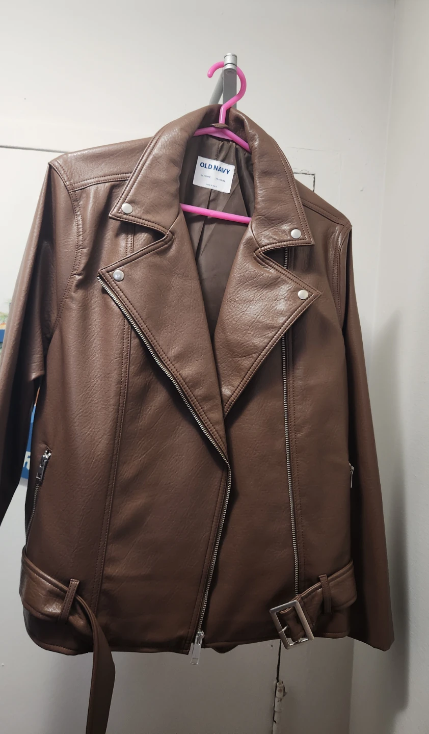 Old Navy Brown Faux Leather Moto Jacket - photo 3