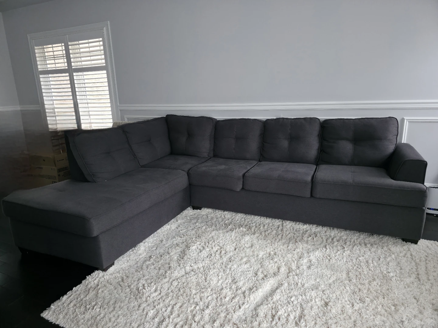 Dark Grey Sectional Sofa with Chaise