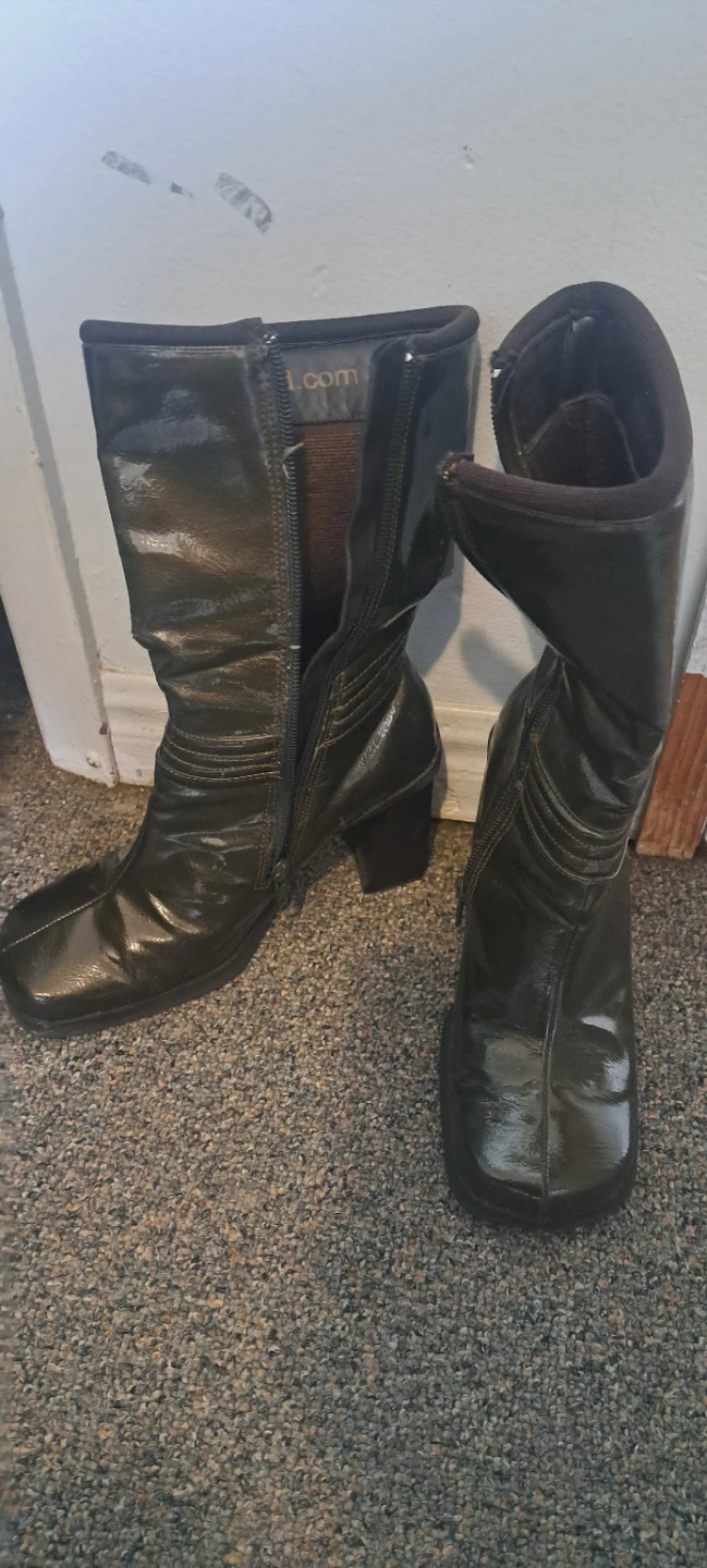 Women's Knee-High Boots - Black Patent - photo 2