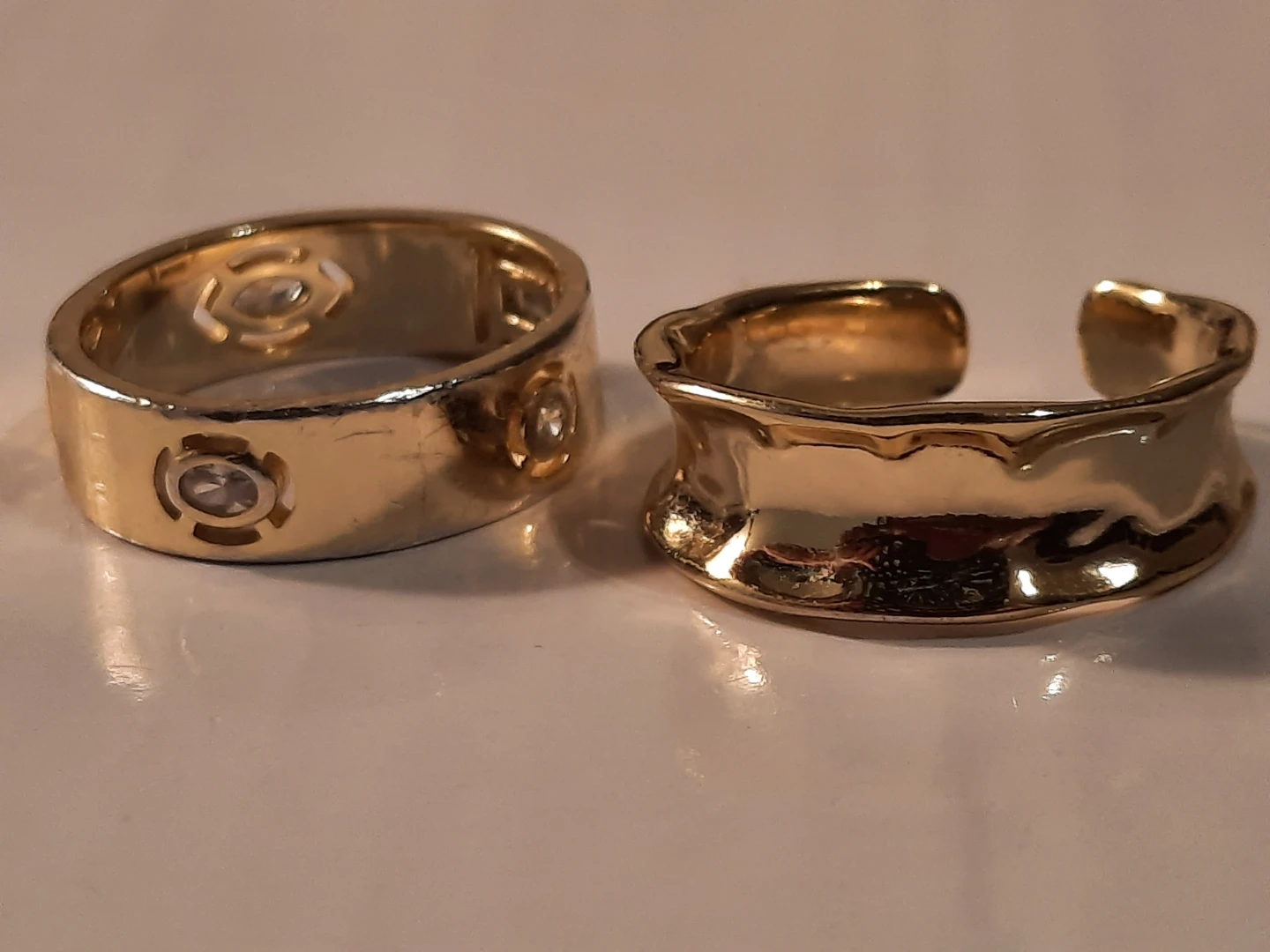 Goldover silver  stackable rings with accent stones