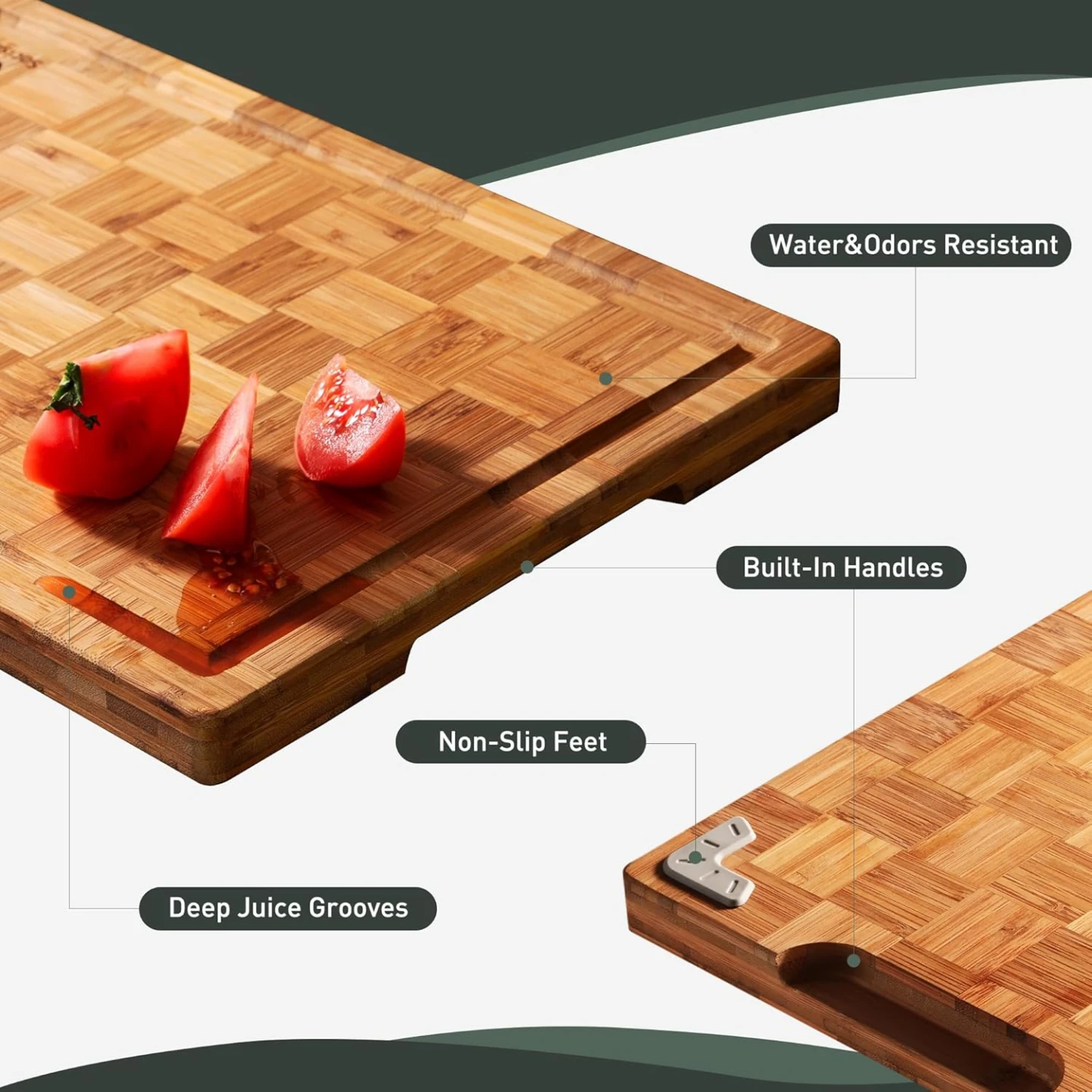 Heavy-Duty Bamboo Cutting Board with non slip and juice grooves - photo 4