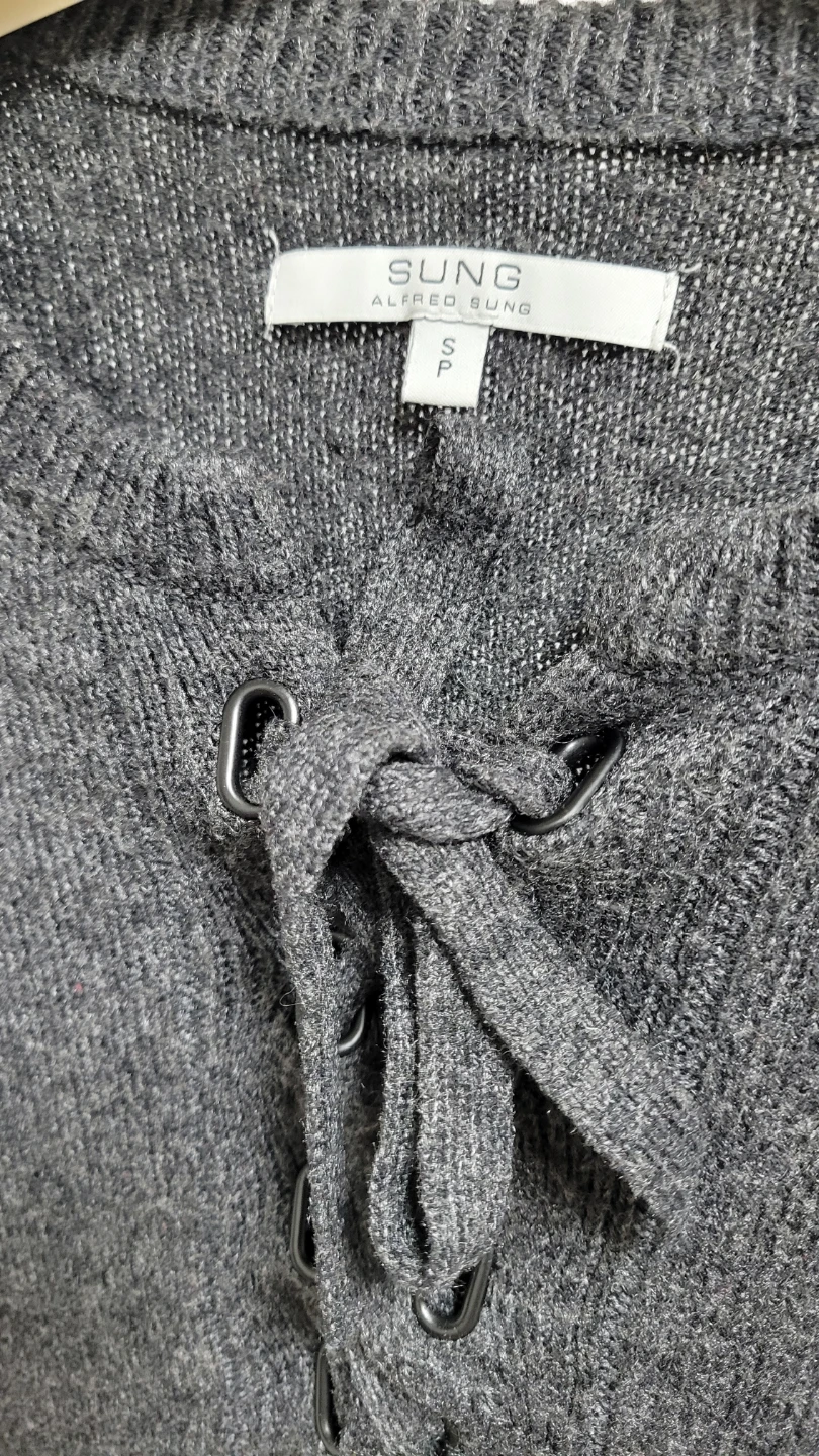 Alfred Sung Grey Lace-Up Sweater - Size S - photo 2