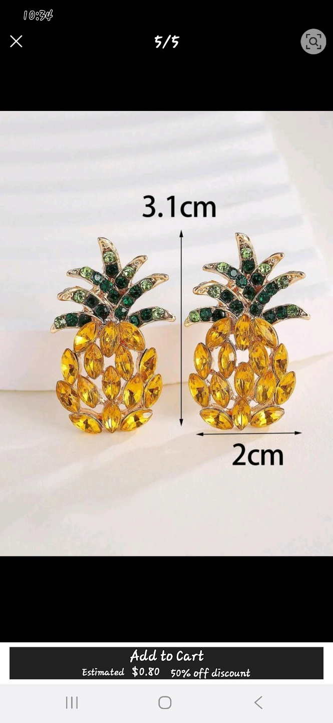Pineapple Rhinestone Earrings - photo 3