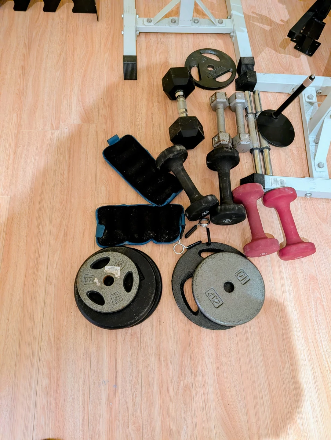 Assorted Dumbbells and Weight Plates