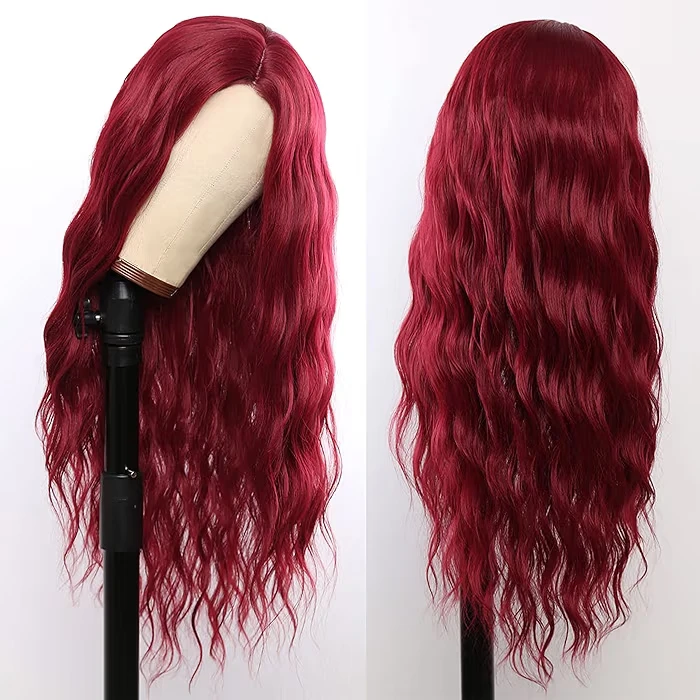 Long Wavy Wig - Burgundy Red