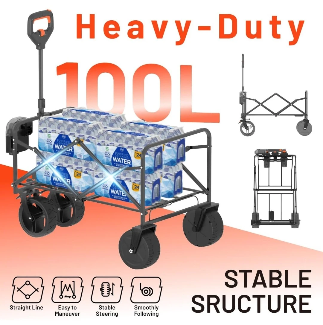 Litheli Electric Collapsible Wagon Cart with Brakes - photo 5