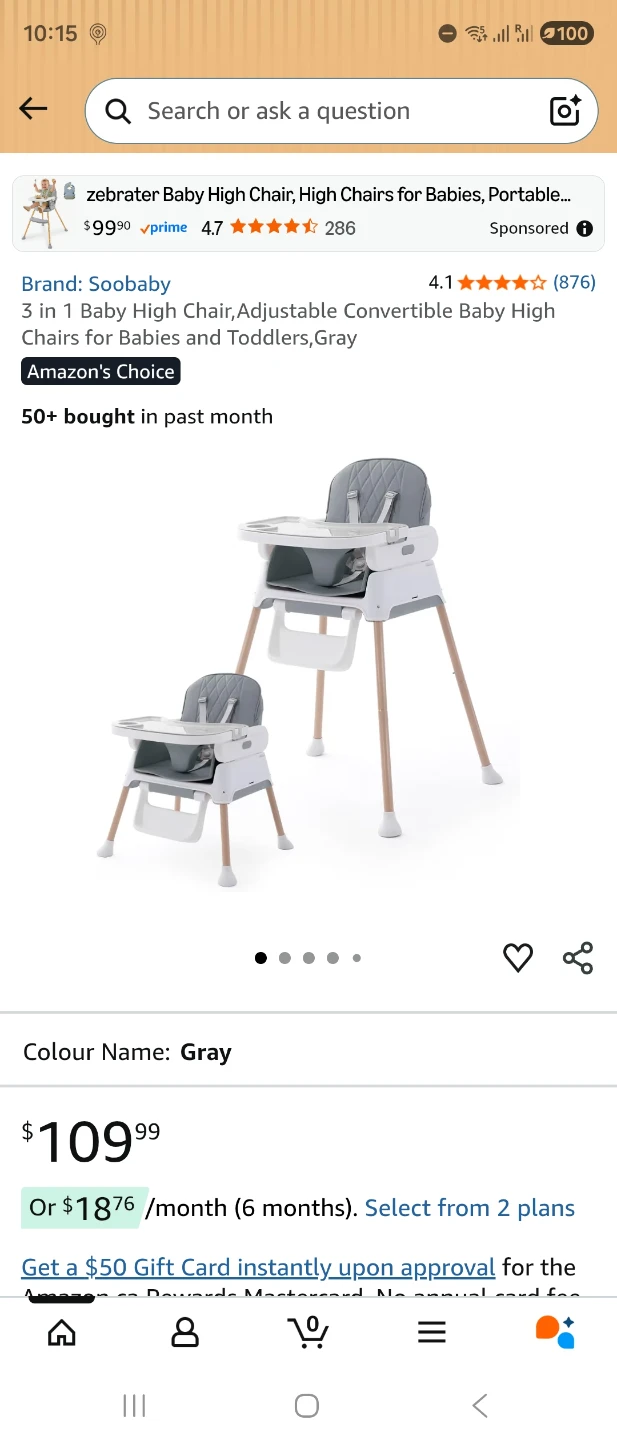 Soobaby Convertible Baby High Chair - Gray