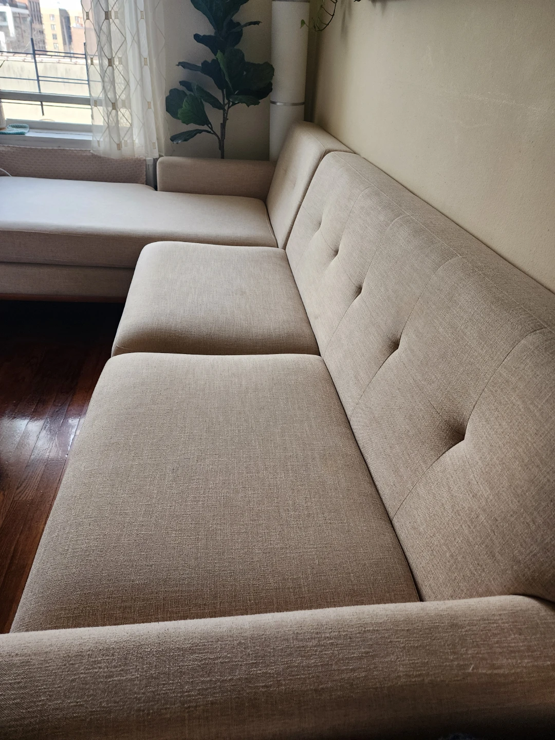 Left-Facing Sectional Sofa - Beige - photo 3