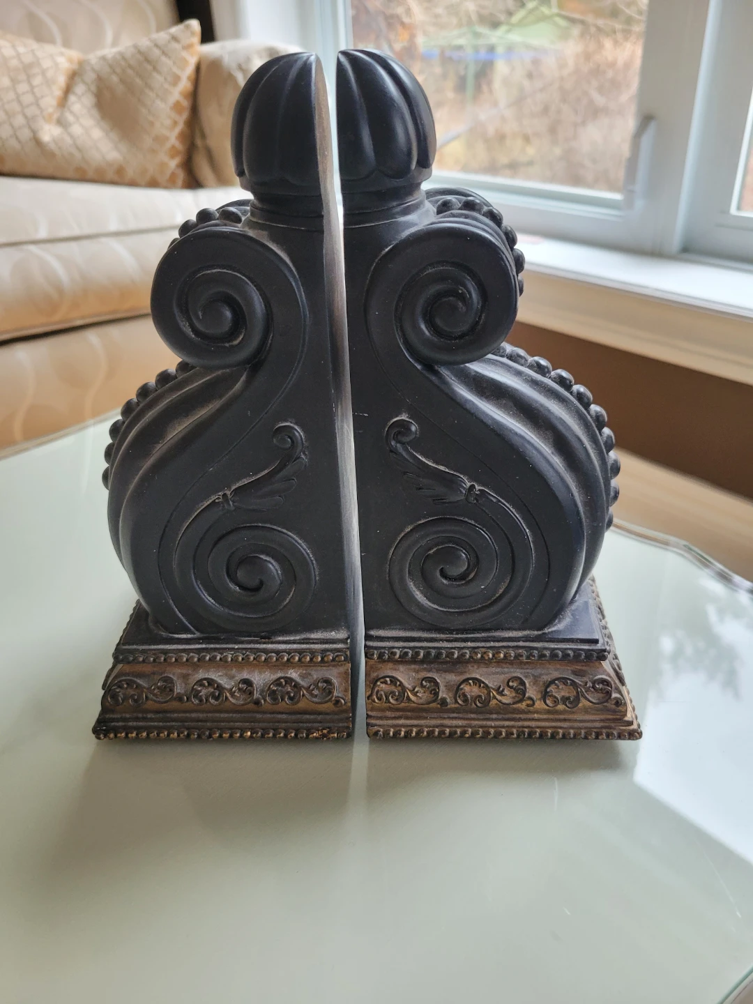 Set of 2 Vintage Black Decorative Bookends