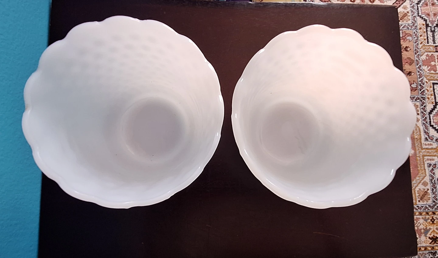 Set of 2 Fire King Hobnail Milk Glass Planters - photo 4