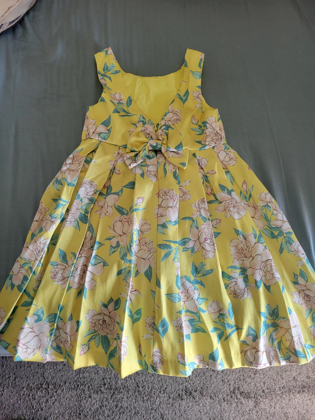 Yellow Floral Dress with Bow
