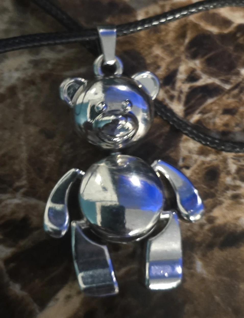 Silver Teddy Bear Pendant Necklace
