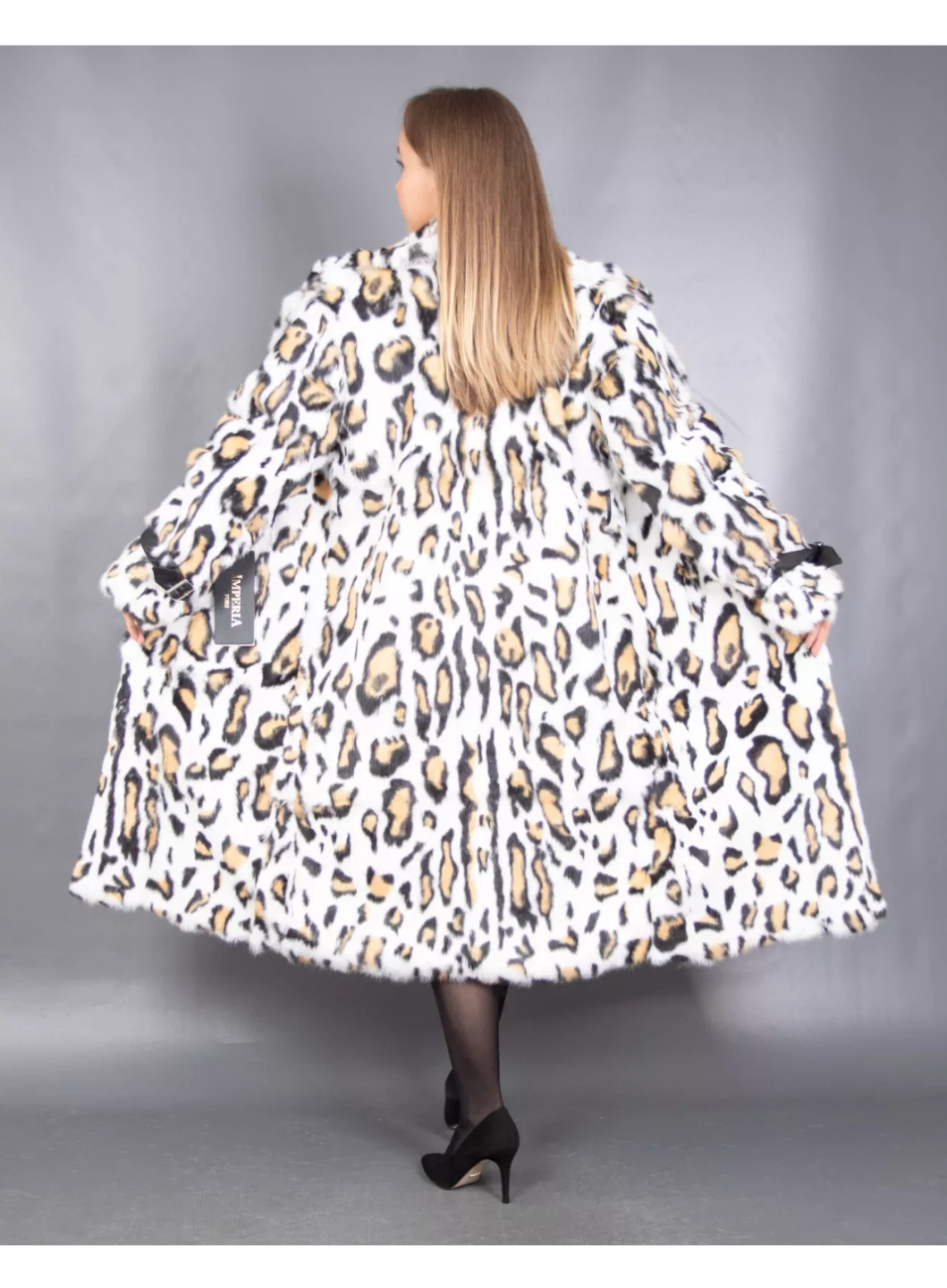 Women's Leopard Print Lapin Fur Coat