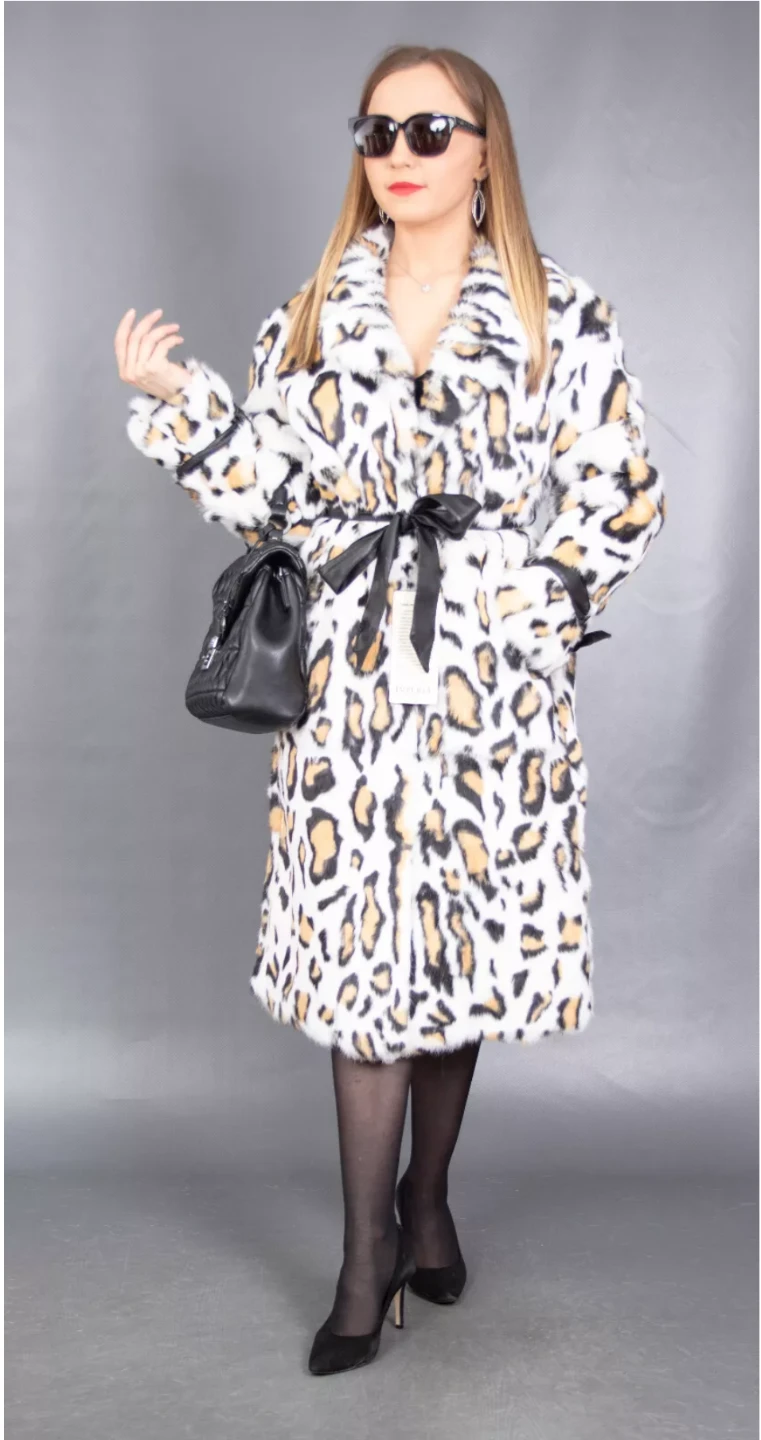 Women's Leopard Print Lapin Fur Coat - photo 2