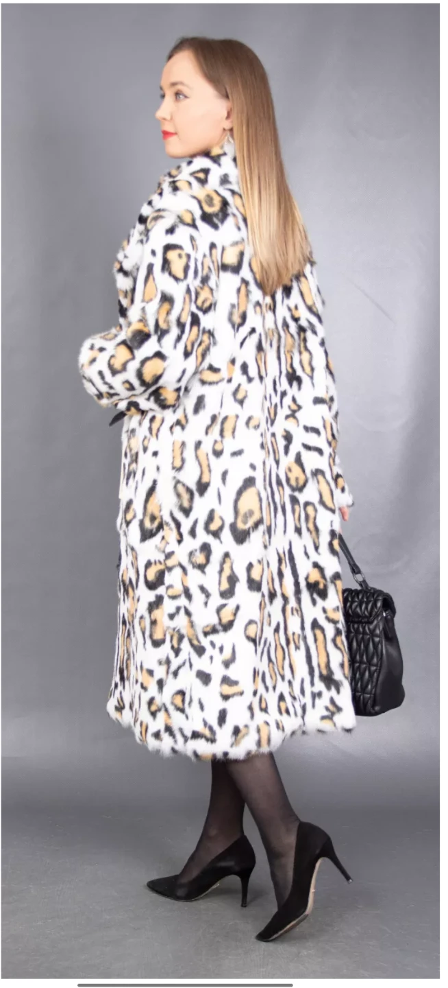 Women's Leopard Print Lapin Fur Coat - photo 3