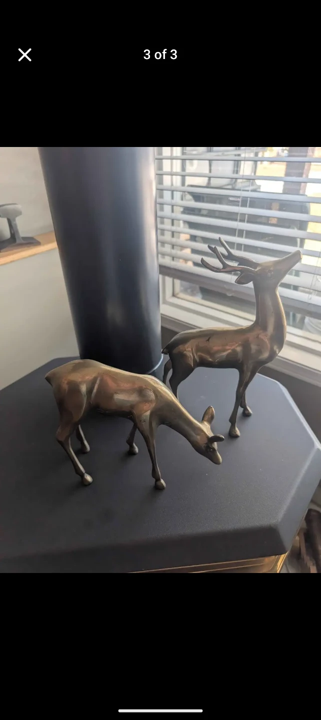 Brass Deer Figurines (Set of 2)