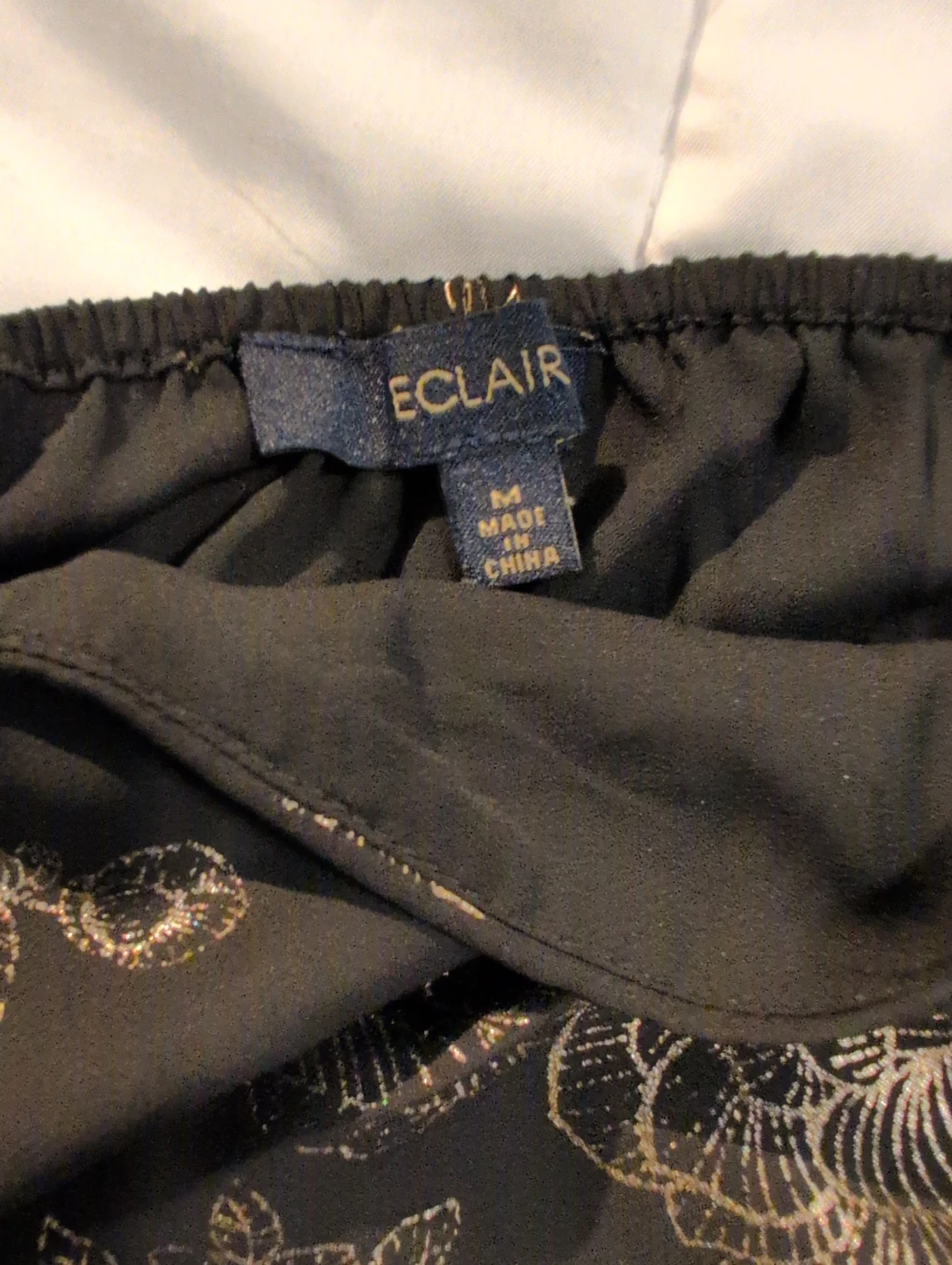 Eclair Black Floral Print Peplum Blouse - Size Medium - photo 3