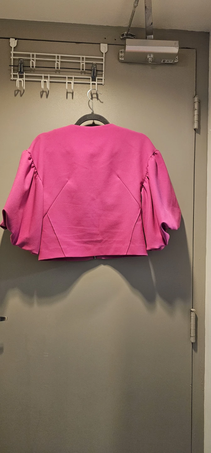 TOPSHOP Pink Cropped Jacket with Puff Sleeves - photo 3