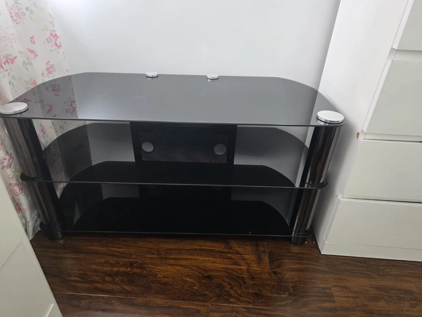 Black Glass 3-Shelf TV Stand - photo 2
