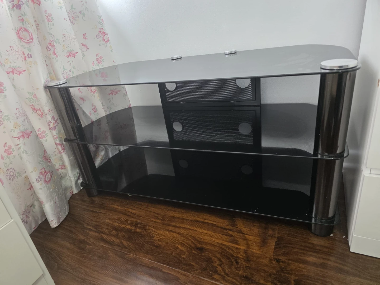 Black Glass 3-Shelf TV Stand - photo 4