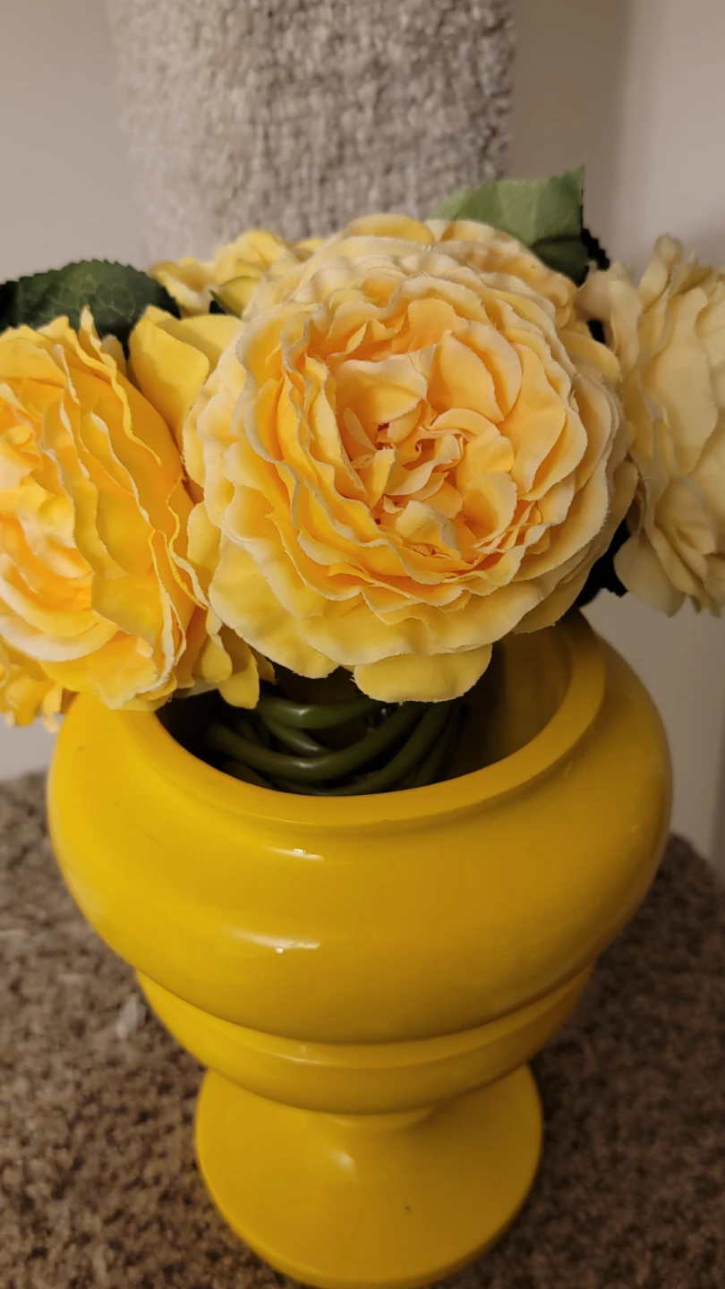 Bright Yellow Decorative Vase + flowers - photo 4
