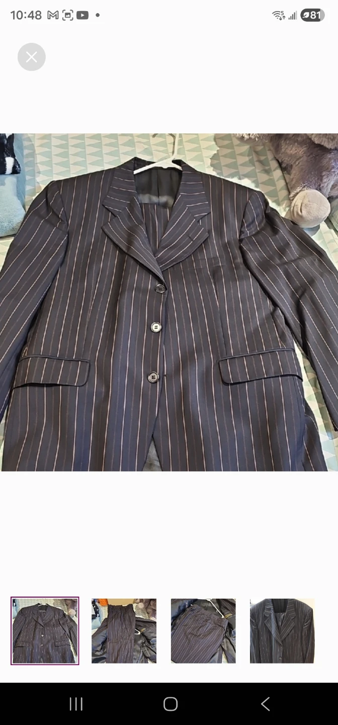Pinstripe Suit Jacket and Pants Set - photo 2