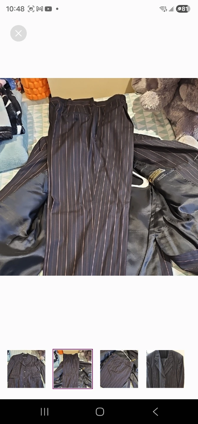 Pinstripe Suit Jacket and Pants Set - photo 3