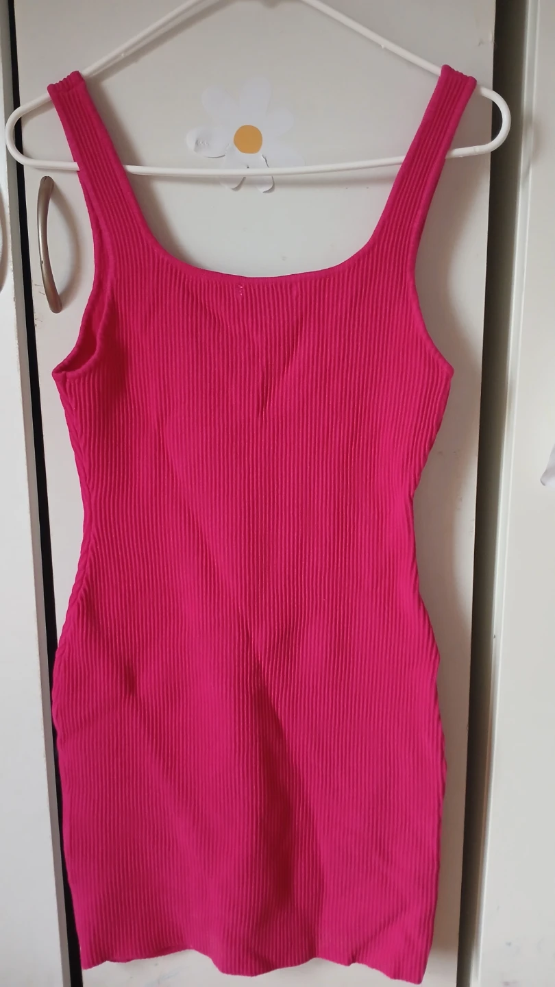 Love Tree Ribbed Tank Dress - Hot Pink - Size M