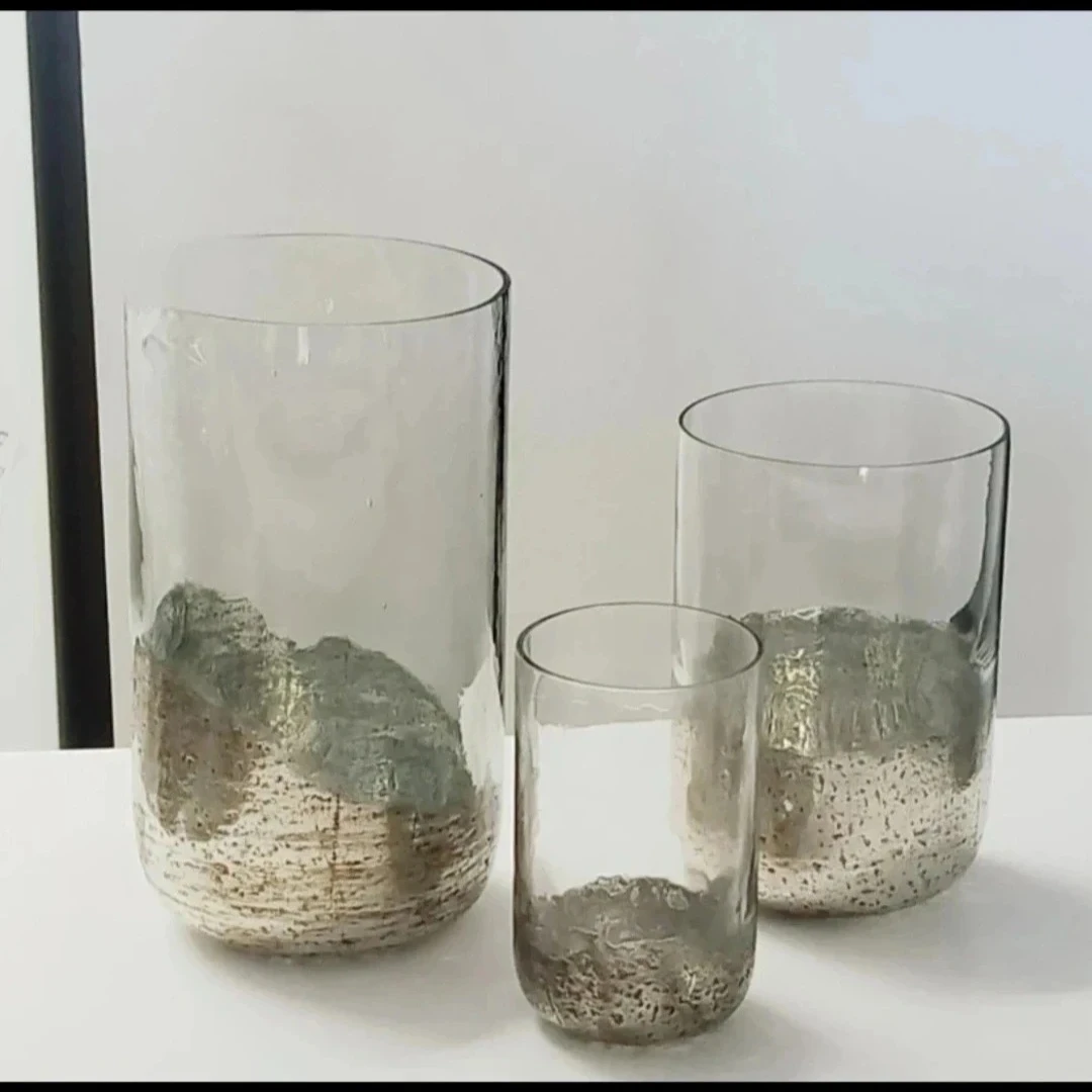 INDABA - Brand New in Box - Silver Hurricane Vases Lg & Med