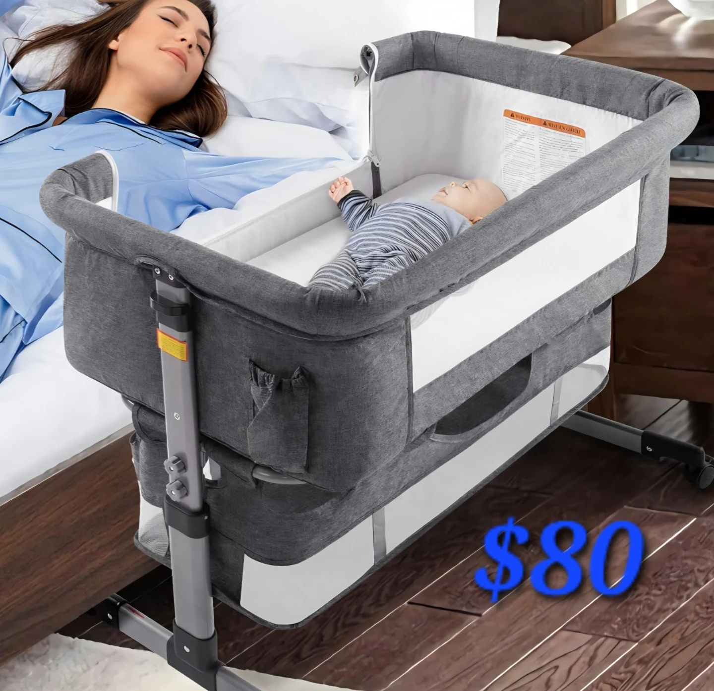 Grey Bassinet for Newborns