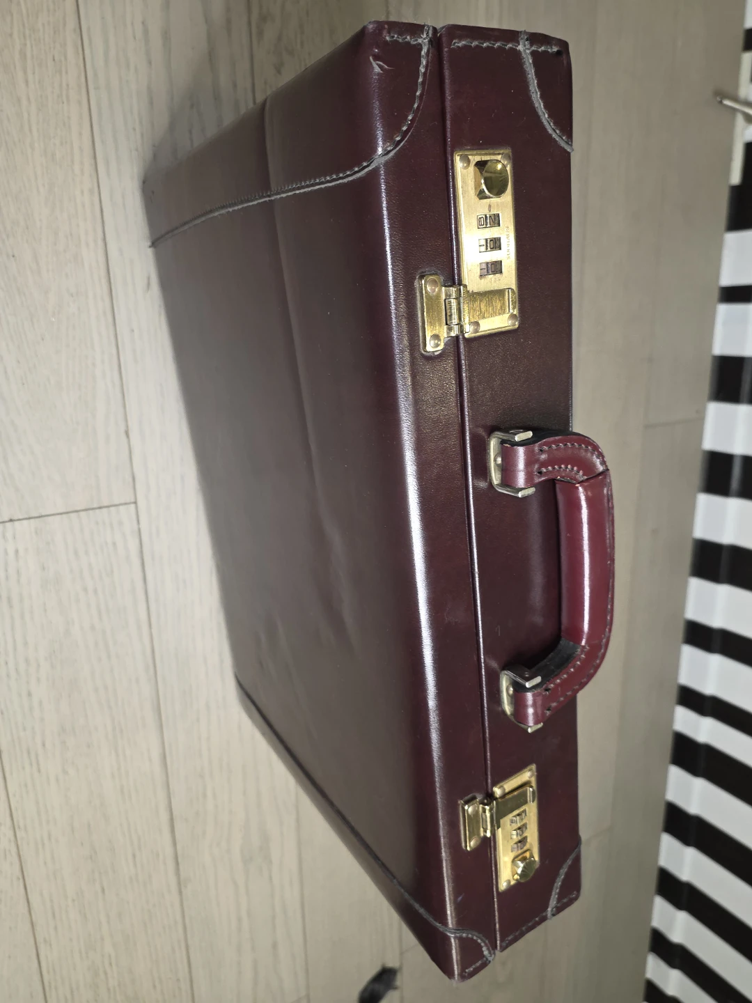 Vintage Burgundy Briefcase with Combination Locks - photo 3