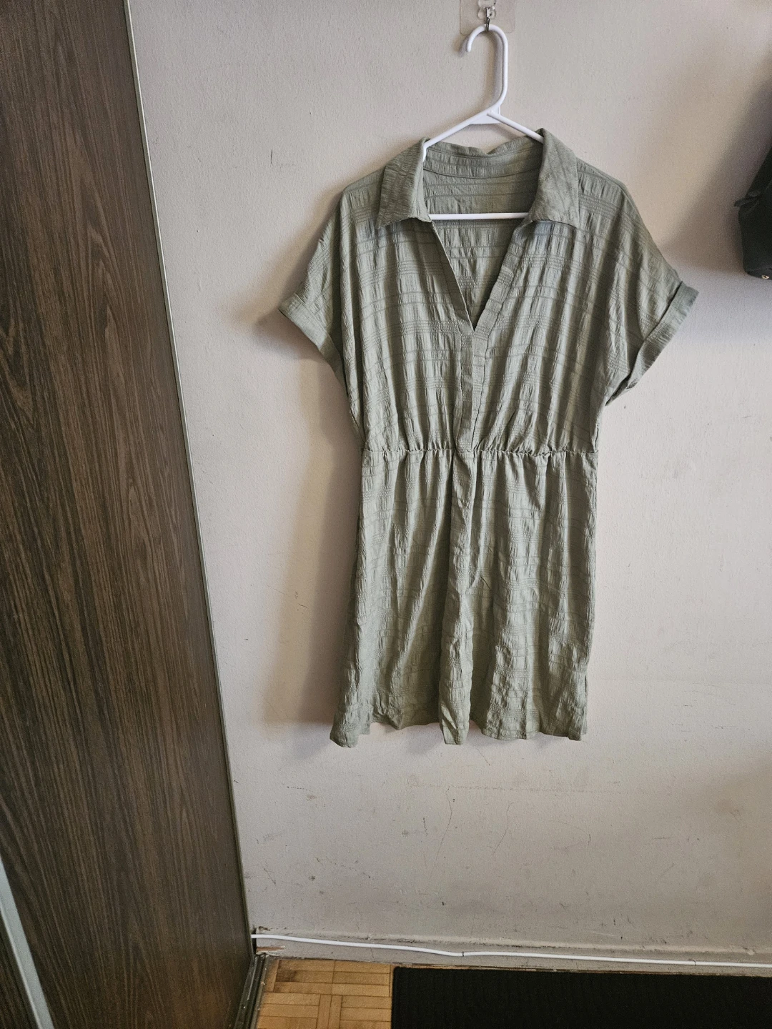 Green Textured Mini Dress