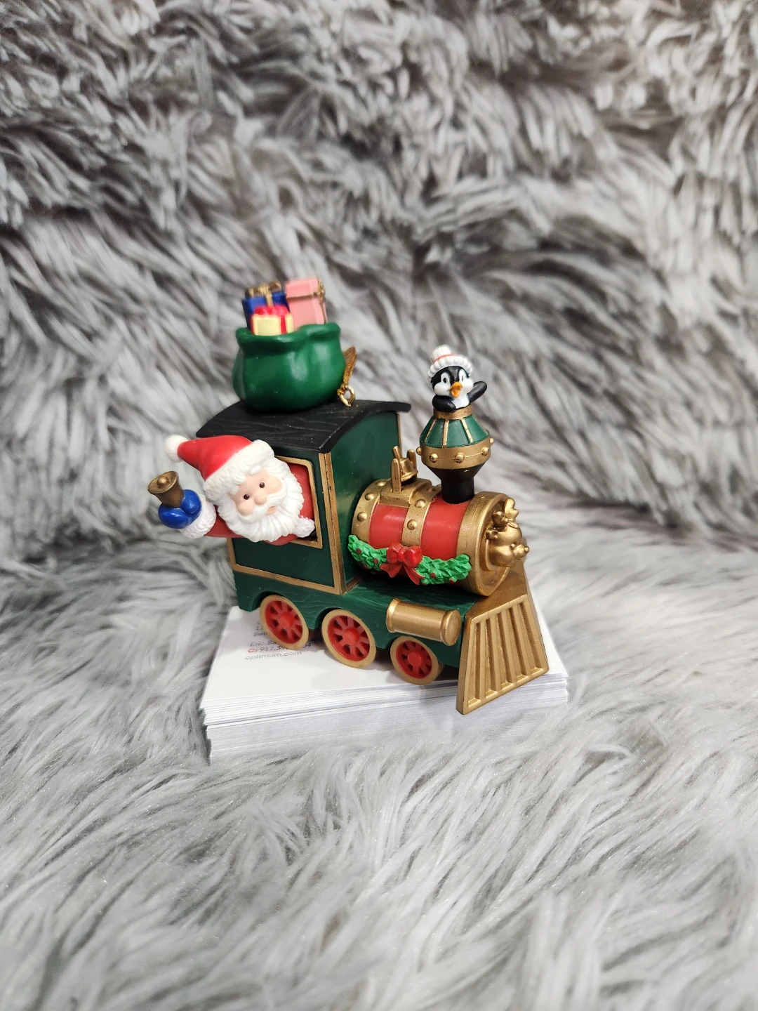 Christmas Train Ornament with Santa and Penguin - photo 2