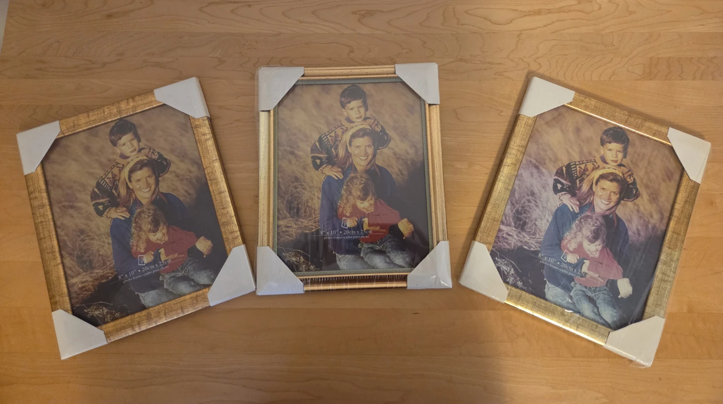 Three Gold Picture Frame 8" x 10" - New in Plastic