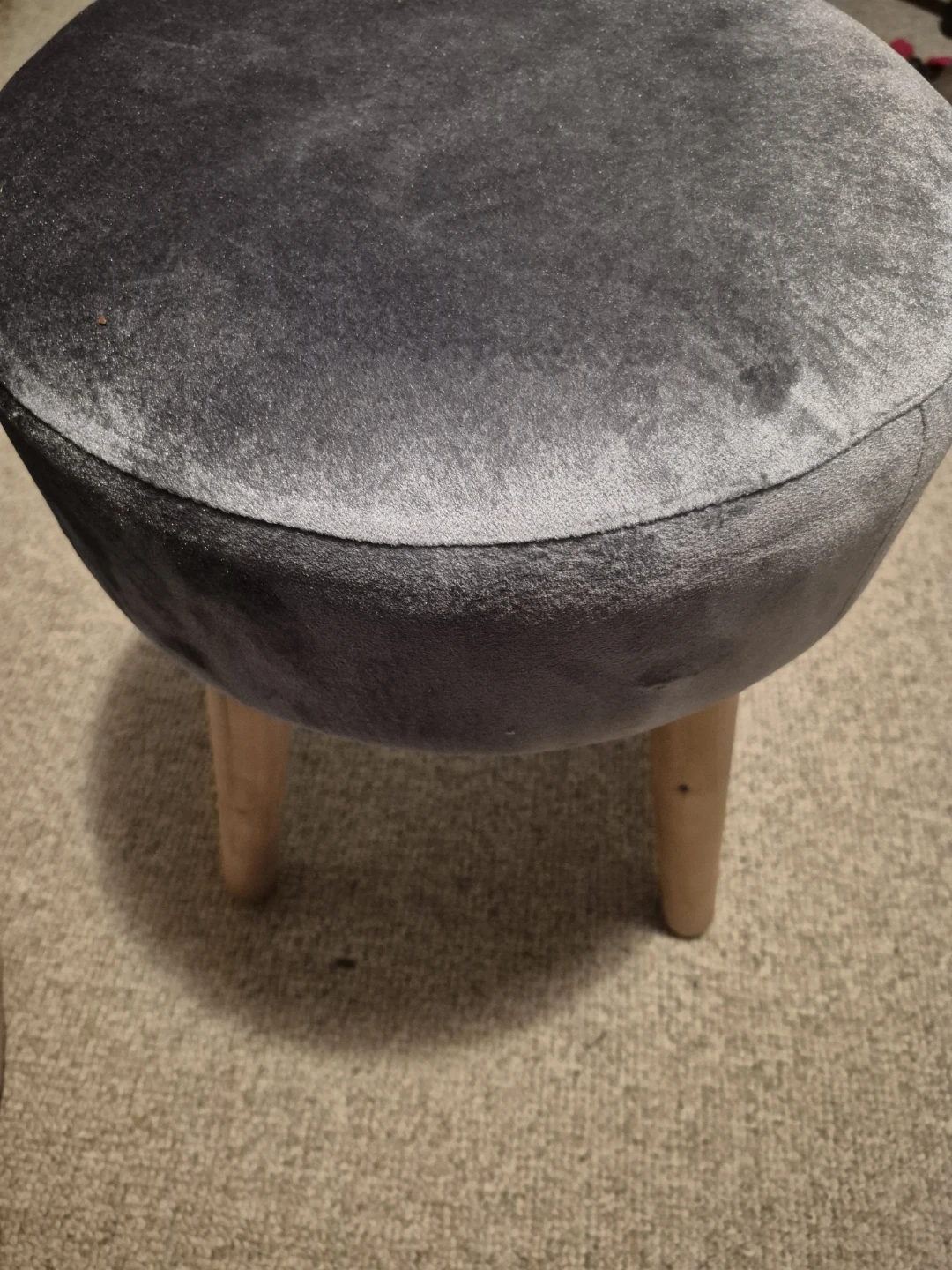 Grey Velvet Ottoman Stool - photo 3
